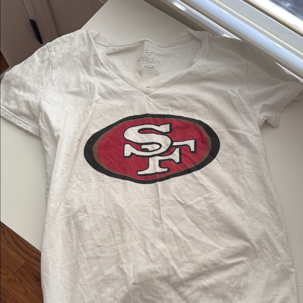 White T-Shirt with Red and Black SF 9ners